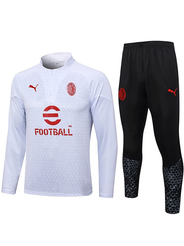AC milan tracksuit soccer pants suit sports set zipper necked uniform men's white clothes football training kit 2023-2024