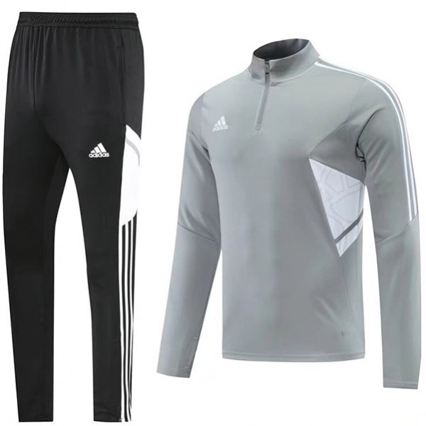 Adas tuta pantaloni da calcio tuta sportiva set cerniera collo uniforme abbigliamento da uomo maglia da allenamento grigio 2022-2023