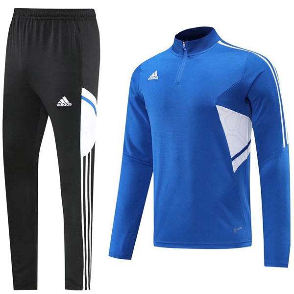 Adds tuta da calcio pantaloni tuta sportiva set cerniera collo uniforme vestiti da uomo maglia da allenamento blu 2022-2023