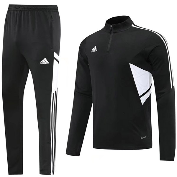 Adds tuta da calcio pantaloni tuta sportiva set cerniera collo uniforme abbigliamento da uomo kit allenamento calcio nero 2022-2023