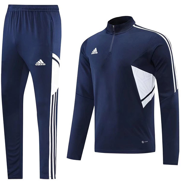 Adds tuta da calcio pantaloni tuta sportiva set cerniera collo uniforme vestiti da uomo allenamento di calcio navy kit 2022-2023