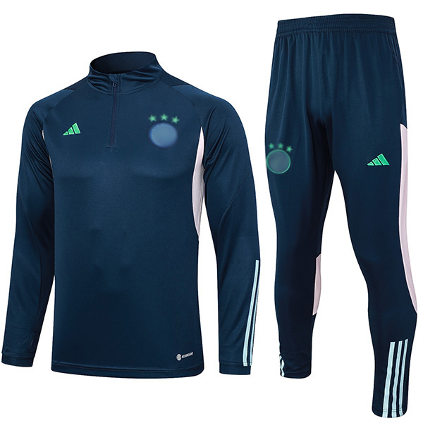 Ajx tuta pantaloni da calcio tuta sportiva set cerniera collo uniforme da uomo blu vestiti kit allenamento calcio 2023-2024