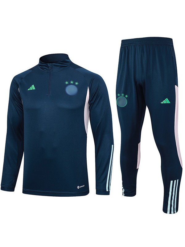 Ajx tuta pantaloni da calcio tuta sportiva set cerniera collo uniforme da uomo blu vestiti kit allenamento calcio 2023-2024