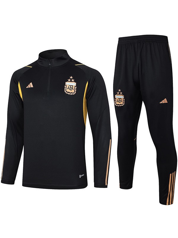 Argentina tracksuit football sportswear black zipper neck training uniform outdoor soccer coat 2024