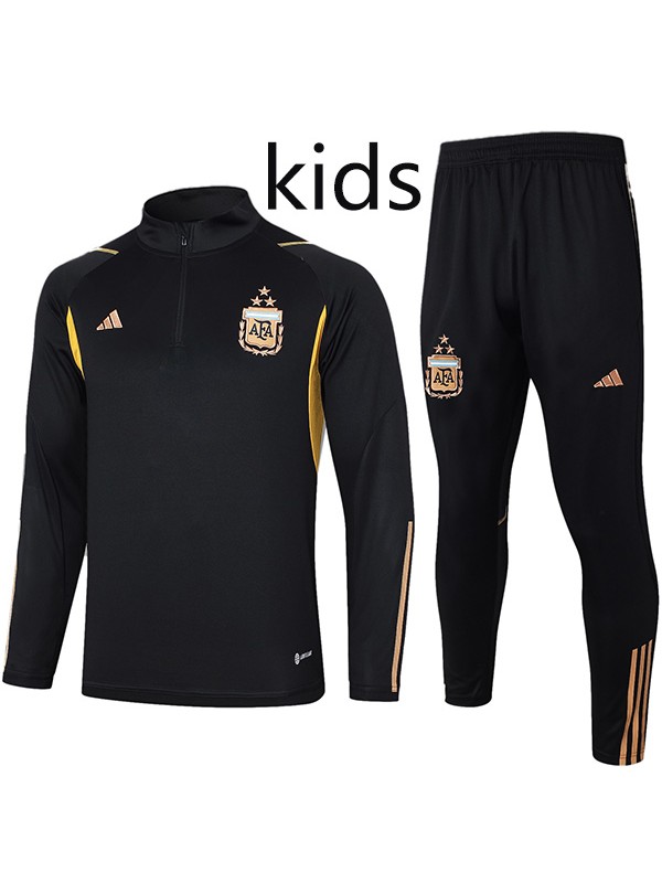 Argentina tracksuit kids kit soccer pants suit sports set half zip necked cleats youth uniform children black football mini training kit 2024