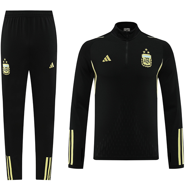 Argentina tracksuit soccer pants suit sports set half zip necked uniform men's clothes football training black kit 2023-2024