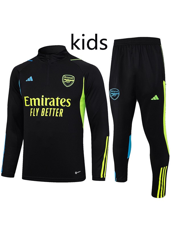 Arsenal tracksuit kids kit soccer pants suit sports set half zip necked cleats black youth uniform children football mini training kit 2023-2024
