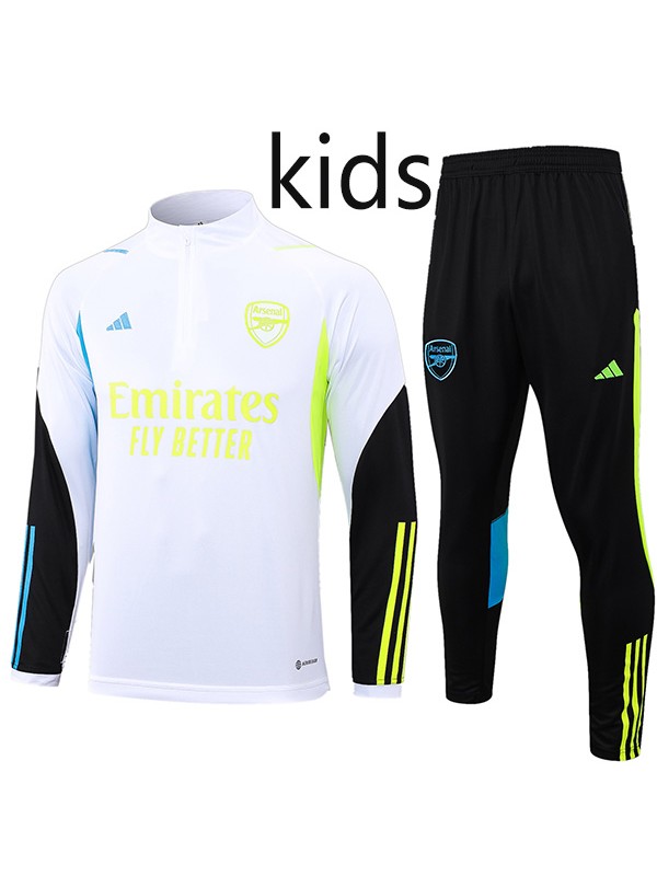 Arsenal tracksuit kids kit soccer pants suit sports set half zip necked cleats youth uniform children white football mini training kit 2024