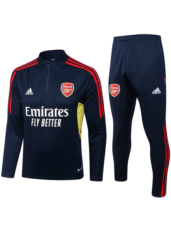 Arsenal tuta blu navy pantaloni da calcio tuta sportiva con collo uniforme abbigliamento da uomo kit di allenamento di calcio 2022-2023