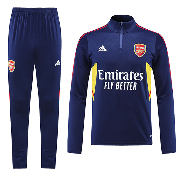 Arsenal tuta blu navy pantaloni di calcio tuta sportiva set con cerniera collo uniforme abbigliamento da uomo kit di allenamento di calcio 2022-2023