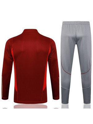 Arsenal tracksuit soccer pants suit sports set half zip necked uniform men's clothes football red gray training kit 2023-2024