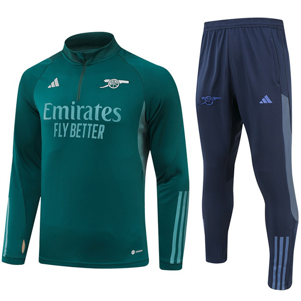 Arsenal tracksuit soccer pants suit sports set half zip necked uniform men's clothes football training green kit 2023-2024