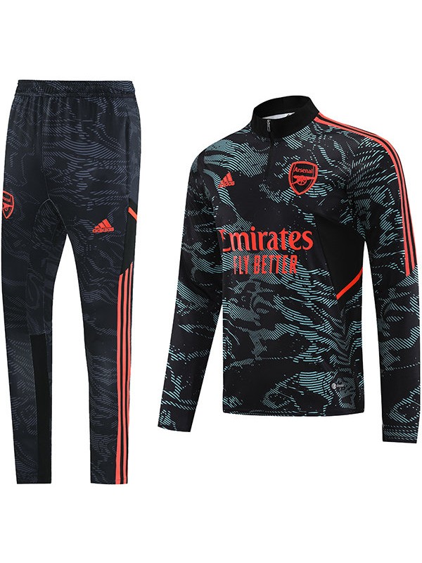 Arsenal tuta da calcio pantaloni tuta sportiva set cerniera collo uniforme da uomo nero blu vestiti kit allenamento calcio 2022-2023