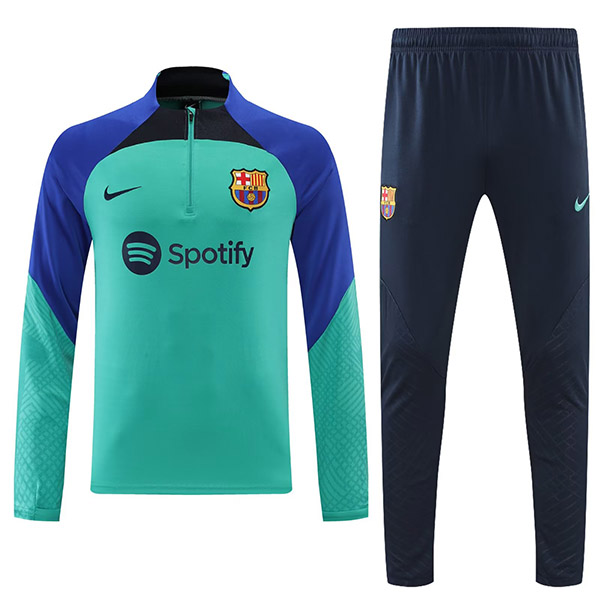 Barcelona tuta ciano pantaloni di calcio vestito di sport set cerniera collo uniforme vestiti degli uomini kit di allenamento di calcio 2022-2023