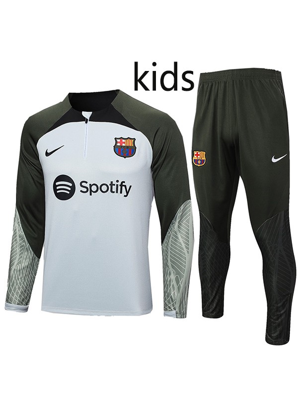 Barcelona tracksuit kids kit soccer suit sports set zipper necked cleats youth uniform children gray football mini training kit 2023-2024