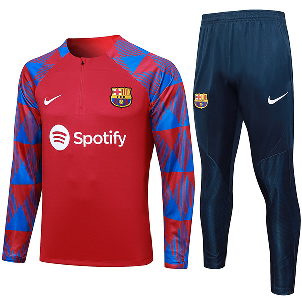 Barcelona tracksuit red soccer suit sports set zipper-necked uniform men's clothes football training kit 2023-2024