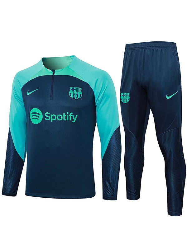 Barcelona tracksuit soccer pants suit sports set half zip necked uniform men's clothes football navy teal training kit 2023-2024