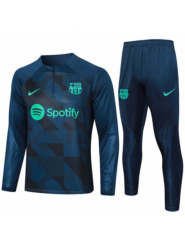 Barcelona tracksuit soccer pants suit sports set half zip necked uniform men's clothes football navy training kit 2023-2024