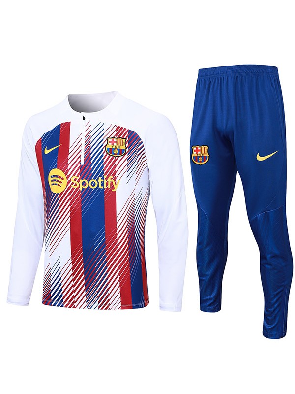 Barcelona tracksuit soccer pants suit sports set zipper necked white uniform men's clothes football training kit 2023-2024
