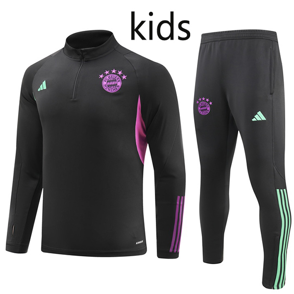 Bayern Munich tracksuit kids kit soccer suit sports set zipper necked cleats youth uniform children black football mini training kit 2023-2024