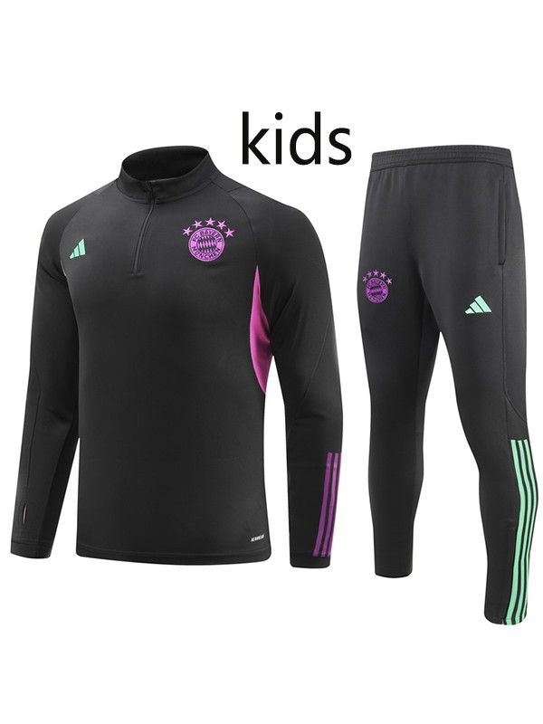 Bayern Munich tracksuit kids kit soccer suit sports set zipper necked cleats youth uniform children black football mini training kit 2023-2024