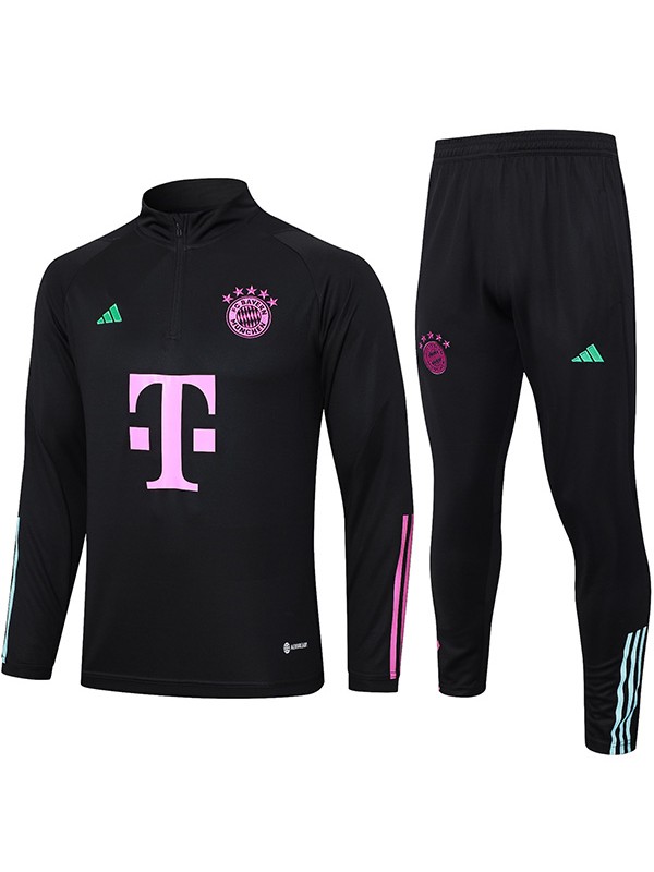 Bayern Munich tracksuit soccer pants suit sports set black zipper necked uniform men's clothes football training kit 2023-2024