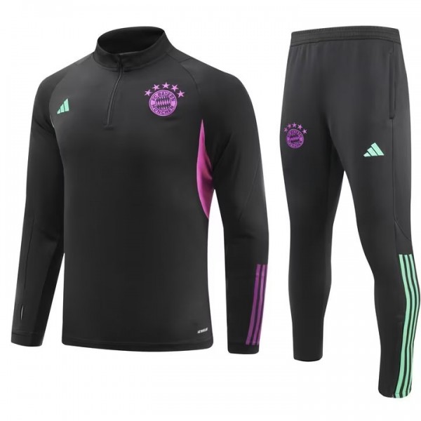 Bayern Munich tracksuit soccer pants suit sports set zipper necked uniform men's black clothes football training kit 2023-2024
