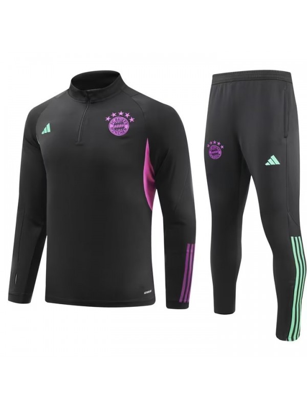 Bayern Munich tracksuit soccer pants suit sports set zipper necked uniform men's black clothes football training kit 2023-2024
