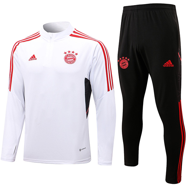 Bayern munich tuta bianca pantaloni da calcio tuta sportiva con collo uniforme abbigliamento da uomo kit allenamento calcio 2022-2023
