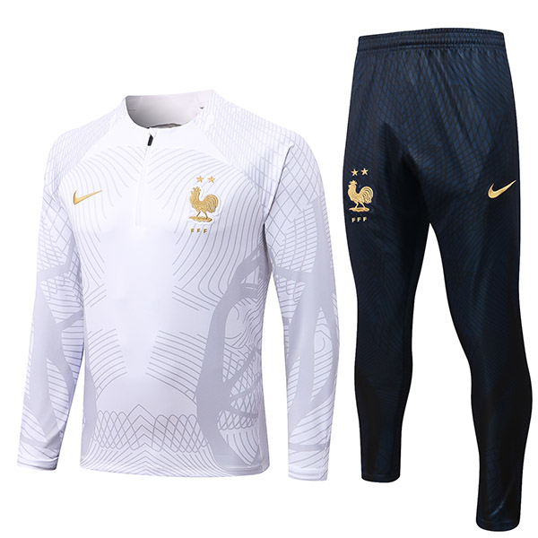 Frace tuta da calcio pantaloni tuta sportiva set cerniera collo uniforme abbigliamento da uomo kit allenamento calcio bianco 2022
