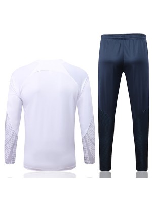 Francia tuta da calcio tuta sportiva set cerniera collo uniforme abbigliamento da uomo kit allenamento calcio bianco 2022-2023