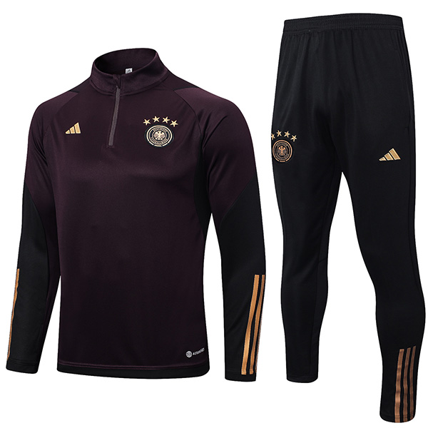 Germany tuta da calcio tuta sportiva tuta sportiva con collo a cerniera uniforme da uomo abbigliamento da calcio kit nero 2022-2023