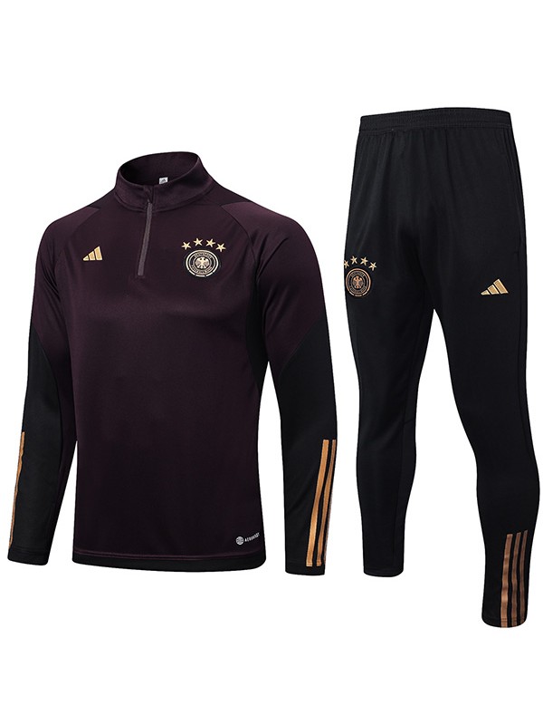 Germany tuta da calcio tuta sportiva tuta sportiva con collo a cerniera uniforme da uomo abbigliamento da calcio kit nero 2022-2023