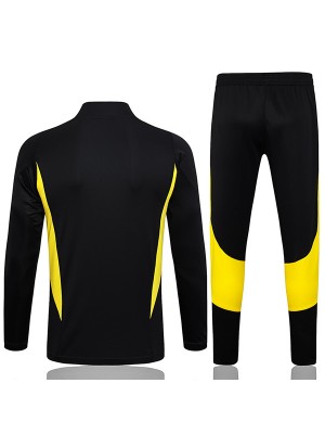 Juventus tuta da calcio pantaloni tuta sportiva set cerniera collo uniforme uomo nero giallo vestiti kit allenamento calcio 2023-2024