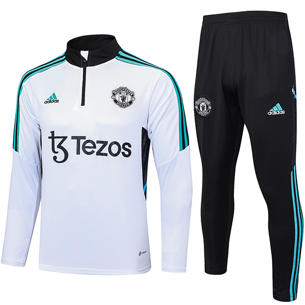 Manchester united tracksuit soccer pants suit sports set white zipper necked uniform men's clothes football training kit 2023-2024