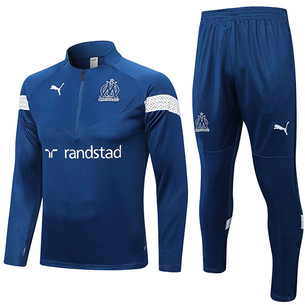 Marseille Marsiglia giacca calcio ciano abbigliamento sportivo tuta cerniera completa uniforme kit allenamento uomo cappotto calcio 2022-2023