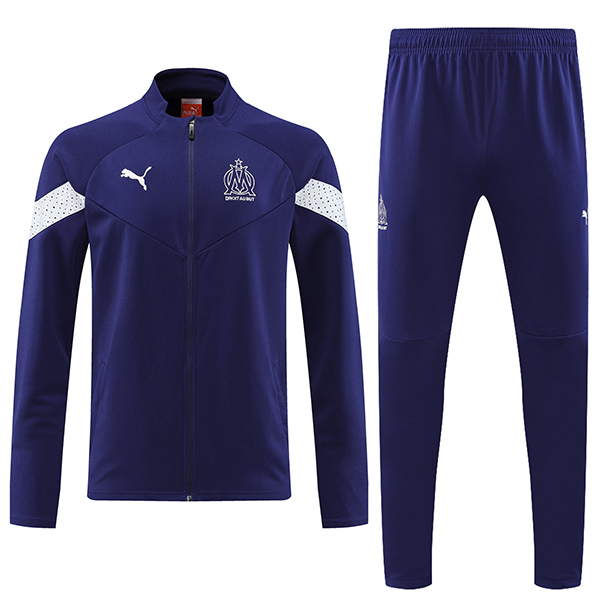 Olympique de Marseille giacca calcio sportswear tracksuit full zip uniforme da uomo allenamento navy outdoor calcio kit 2022-2023