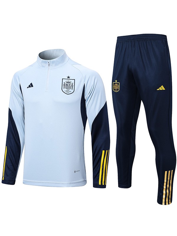 Spain tuta da calcio tuta sportiva tuta sportiva con collo a cerniera uniforme da uomo abbigliamento calcio allenamento skyblue kit 2022-2023