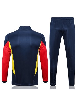 Spain tuta da calcio tuta sportiva tuta sportiva con collo a cerniera uniforme da uomo navy vestiti da calcio kit di allenamento 2022-2023