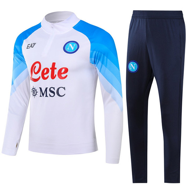 SSC Napoli tuta da calcio tuta sportiva set collo uniforme bianca abbigliamento da uomo kit allenamento calcio 2023-2024