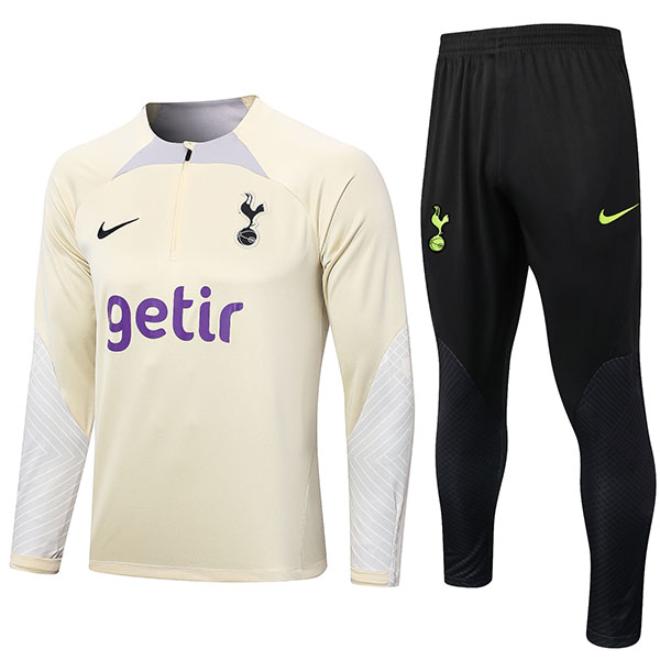 Tottenham Hotspur tuta da calcio abbigliamento sportivo mezza cerniera divisa beige tottenham kit da allenamento da uomo cappotto da calcio 2022-2023