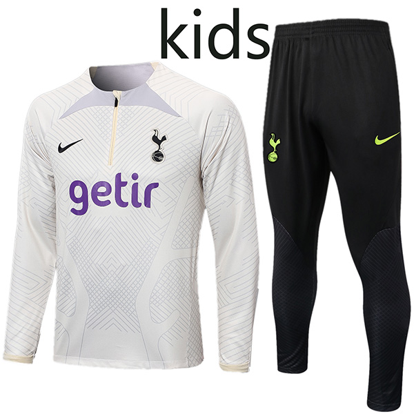 Tottenham Hotspur tracksuit kids kit soccer pants suit sports set half zip necked cleats youth uniform children apricot football mini training kit 2024
