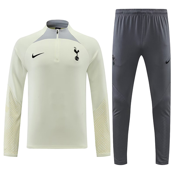 Tottenham Hotspur tuta da calcio giallo chiaro tuta sportiva con collo a cerniera uniforme da uomo abbigliamento da allenamento da calcio kit 2022-2023