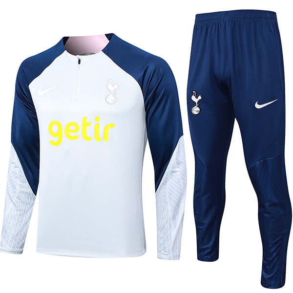 Tottenham Hotspur tracksuit soccer suit sports set zipper-necked white uniform men's clothes football training kit 2023-2024