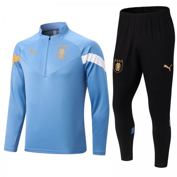 Uruguay tute da calcio pantaloni tuta sportiva set cerniera collo uniforme skyblue abbigliamento da uomo kit da calcio 2022-2023