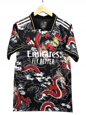 Real madrid maglia in edizione speciale uniforme da calcio del drago nero maglia sportiva da uomo top kit da calcio 2024-2025