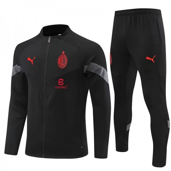 AC milan giacca calcio abbigliamento sportivo tuta completa cerniera kit allenamento uomo uniforme outdoor calcio cappotto nero 2022-2023