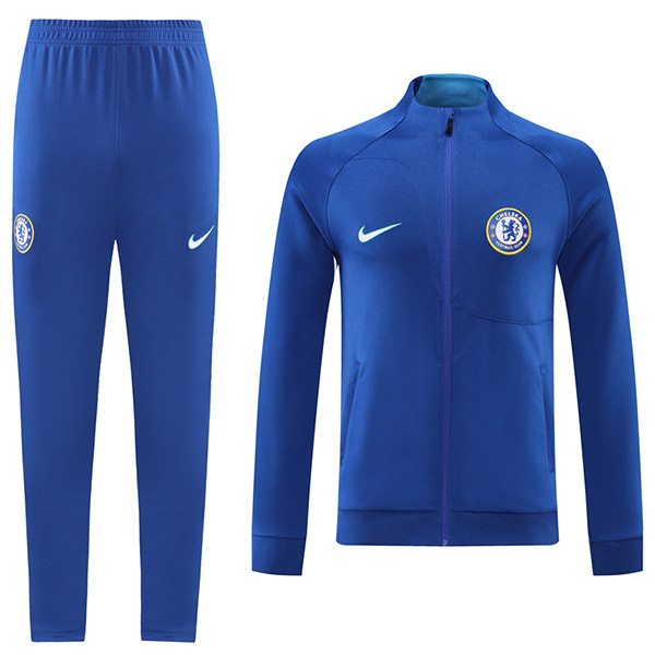 Chelsea giacca da calcio tuta sportiva da calcio tuta da allenamento da uomo con cerniera lunga tuta sportiva da calcio all'aperto blu 2022-2023