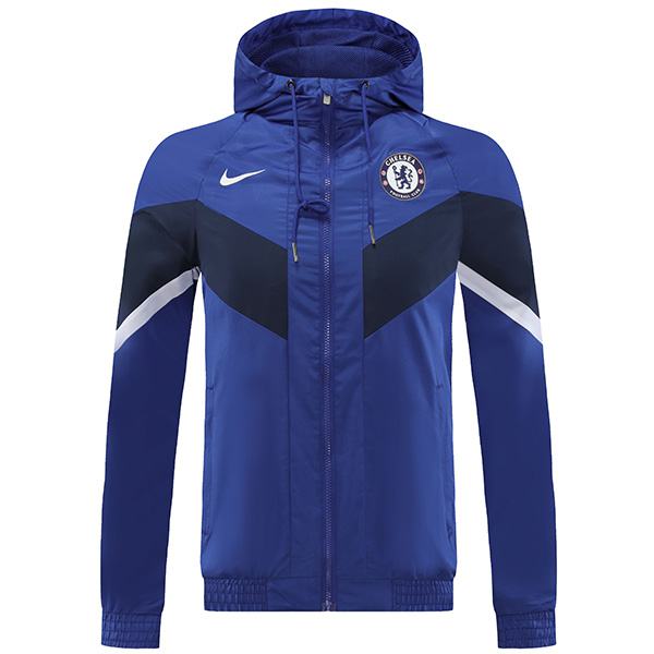 Chelsea giacca a vento con cappuccio giacca da calcio abbigliamento sportivo tuta da uomo con cerniera completa blu kit da calcio all'aperto cappotto 2022-2023
