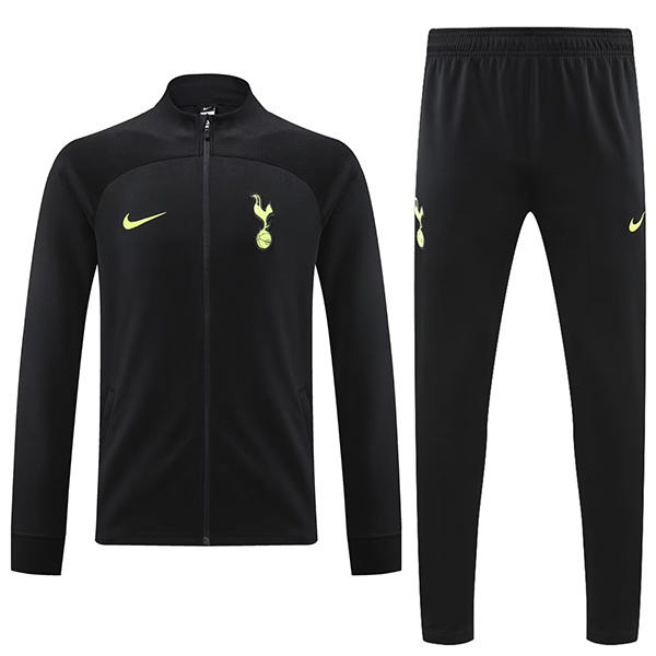 Tottenham hotspur giacca nera da calcio abbigliamento sportivo tuta cerniera completa uniforme da uomo kit da allenamento cappotto da calcio all'aperto 2022-2023